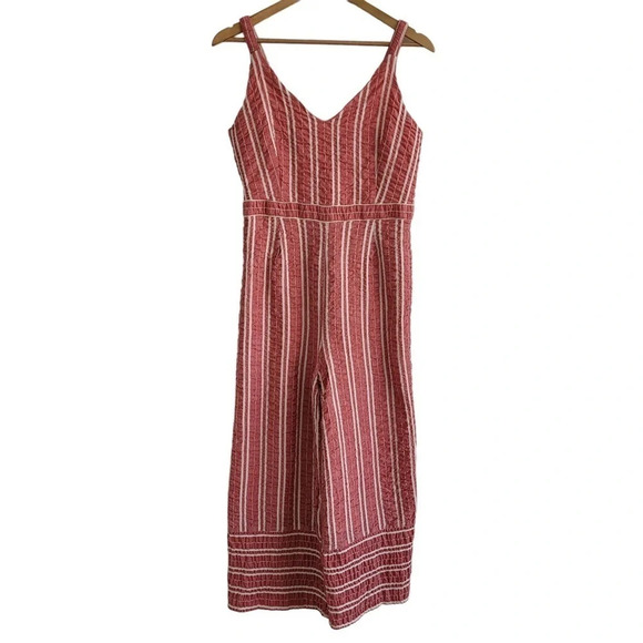 Anthropologie ett:twa Robin wide leg culotte jumpsuit red medium NO BELT - Picture 3 of 13